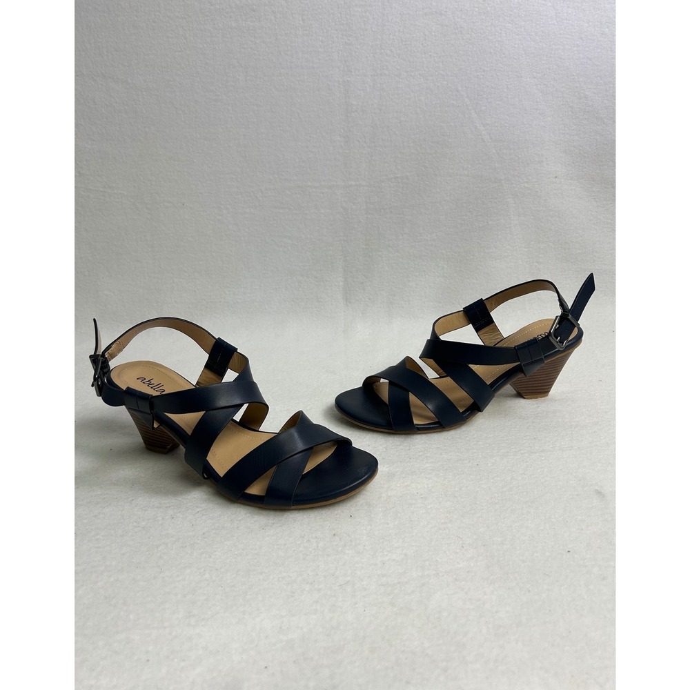 Classic Professional Abella Womens 8 Navy Blue Jadonna Strappy Slingback Heels